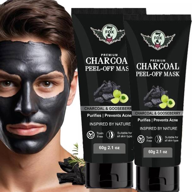 7 FOX Charcoal Peel Off Mask for Men | Face Mask for Glowing Skin |Detoxing Facial Kit