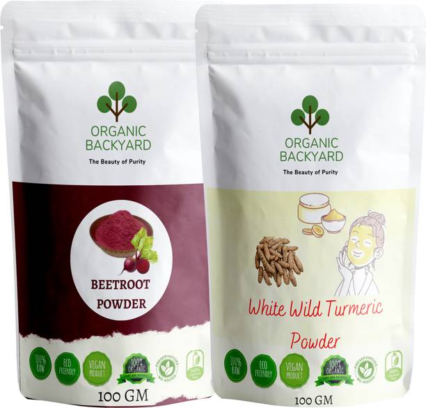 Organic Backyard Beetroot(chukandar) and white wild turmeric powder for Face Care 100gm Each