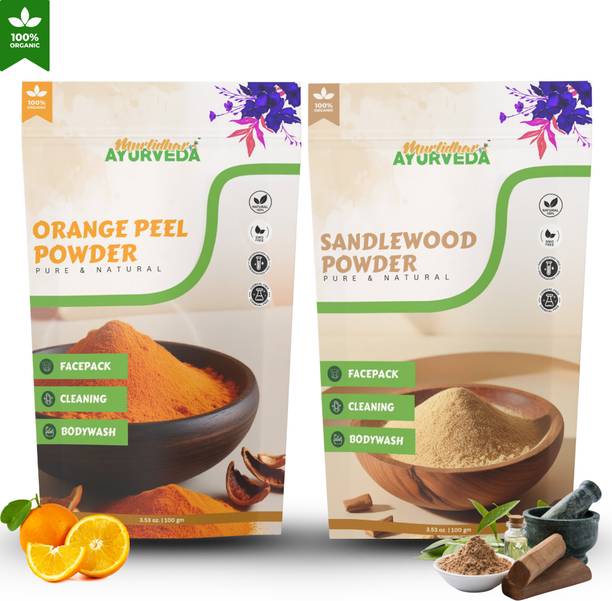 Murlidhar 100% Pure Sandalwood & Orange Peel Powder Combo | Natural Face Pack