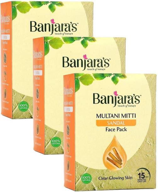 Banjaras Sandal Multani Mitti Face Powder - Pack Of 3 (100g)