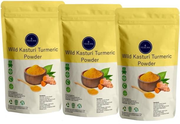 VEDICINE Organic Wild Kasturi Turmeric Manjal Amba Haldi Powder For Skin Whitening