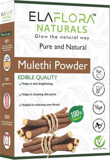 ELAFLORA Mulethi (Licorice) Powder For Face, Skin and Hair 100% Organic & Chemical-Free