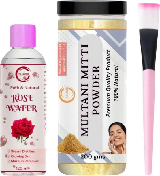 slukrl Multani Mitti Harbel| Natural| Multani Mitti Powder| Single Brush| Gulab Jal|