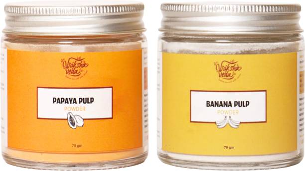 vriksha veda Papaya Pulp Powder and Banana Pulp, 70gm Each