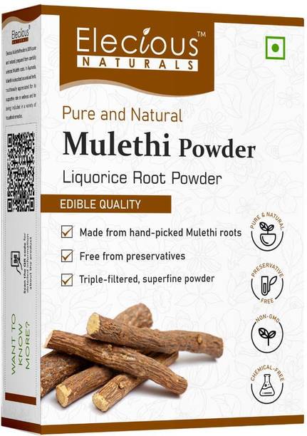 Elecious Mulethi Powder For Body, Skin, Face and Hair, Skin Whitening | Yashtimadhu Powder, Liquorice Powder for Eating