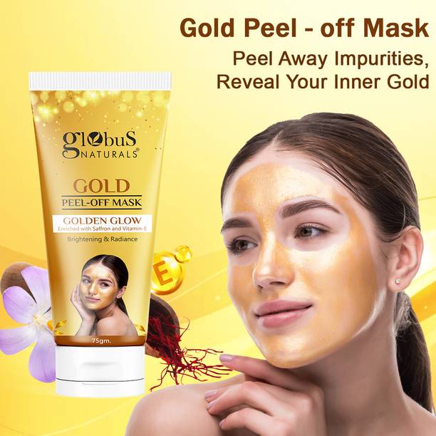 ग्लोबस नैचुरल्स Gold Peel Off Mask For Golden Glow, Enriched with Saffron & Vitamin-E,