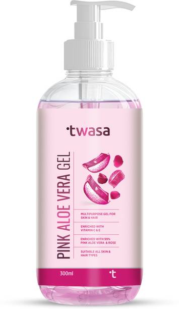 Twasa 99% Pure Pink Aloe Vera Gel For Face, Skin & Hair | Ultimate Gel For Glowing Skin | For Men & Women | Free From Parabens, Sulfates