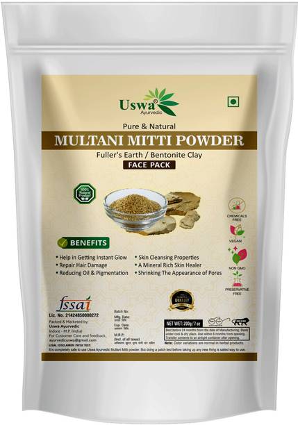 Uswa Ayurvedic Pure Multani Mitti powder | Bentonite Clay | for Acne-Fighting & Oil Control