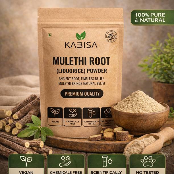 Kabisa Organic Mulethi Powder | Pure Licorice Powder (Mulathi / Mulaithi) for Face Pack