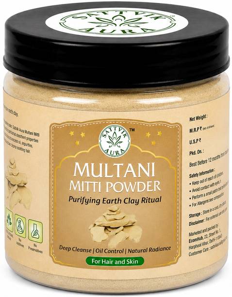 Sattvik Aura Multani Mitti Powder for Face & Hair Care | 100% Pure Natural Fuller’s Earth