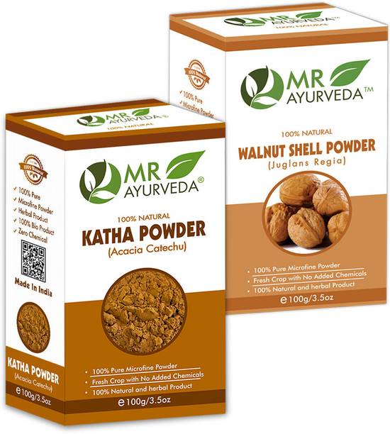 MR Ayurveda Katha Powder and Walnut Shell Powder - Set of 2