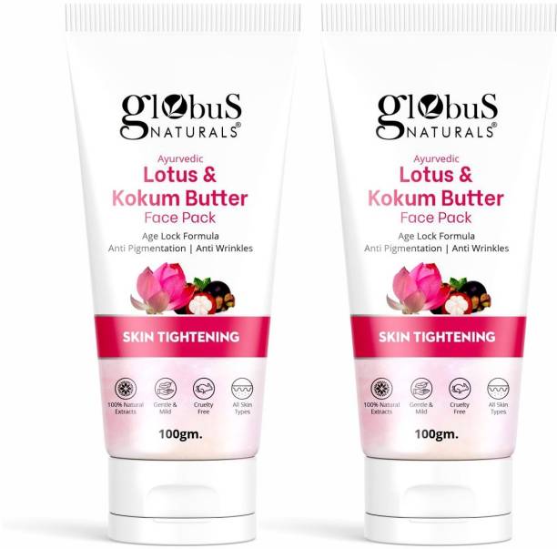 Globus Naturals Lotus & Kokum Butter Face Pack For Anti-Ageing & Skin Lightening, Set of 2