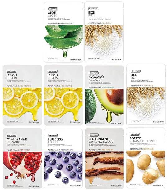 The Face Shop Real Nature Daily Glow Mask Sheet (Combo Pack of 10)