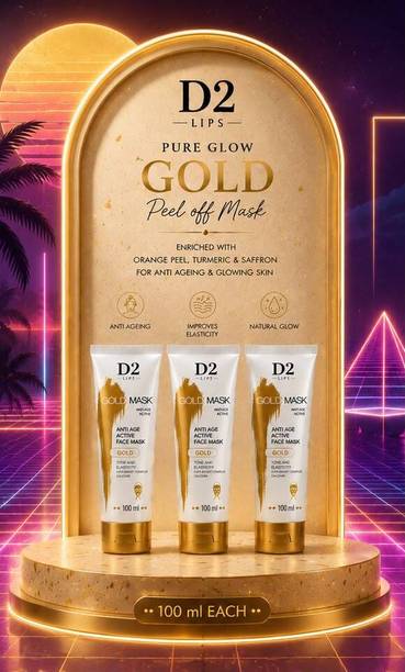 D2 LIPS Naturals Gold Face Glow Peel Off Treatment Pack of 3