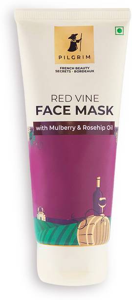 पिलग्रिम Anti Ageing Red Vine Face Pack & Mask for Glowing Skin, De-Tan, Dark Spots, Blackheads Removal, 100g