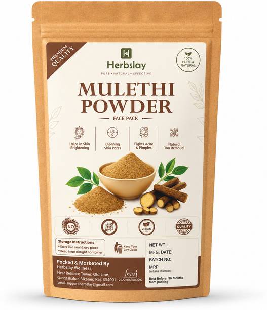Herbslay Mulethi Powder for Skin Care | Licorice Root Powder for Glowing Skin & Face Pack