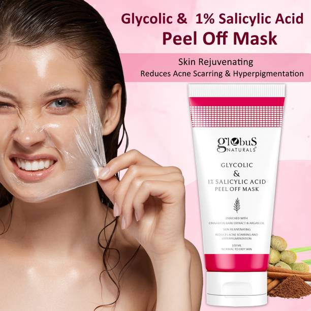 Globus Naturals Glycolic & 1% Salicylic Acid Anti Acne Peel Off Mask For Acne Prone Skin