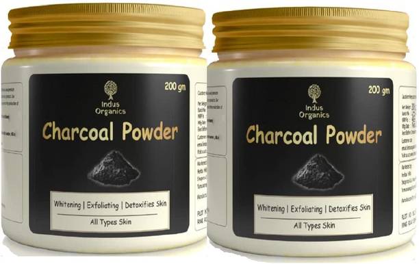 Indus Organics Charcoal Powder Ideal for GLOWING SKIN, DIRT, OIL & TAN REMOVAL, All Skin Types