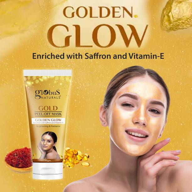 Globus Naturals Golden Glow Peel Off Mask|Removes Blackhead|Anti-Aging|Lightening,Brightening