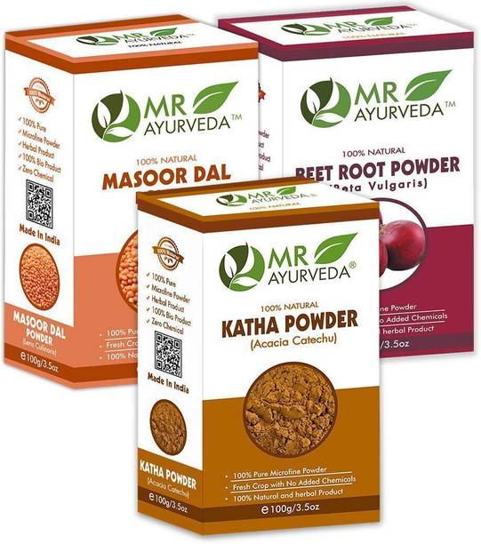 MR Ayurveda Katha Powder, Masoor Dal Powder & BeetRoot Powder - Pack of 3