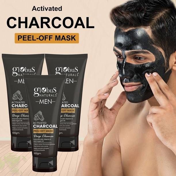 ग्लोबस नैचुरल्स Anti Pollution & Anti Acne Charcoal Peel Off Mask, For Men, Set of 3