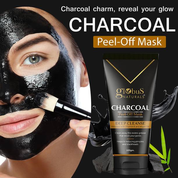 Globus Naturals Charcoal Peel Off Mask For Blackhead Removal, Deep Cleanse, 100g