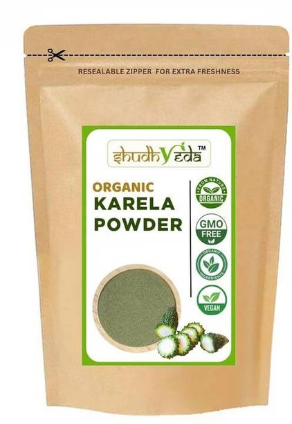 Shudhveda Organic Karela, Licorice Root, Mint & Moringa Leaves Powder - ComboPack (50g*4)