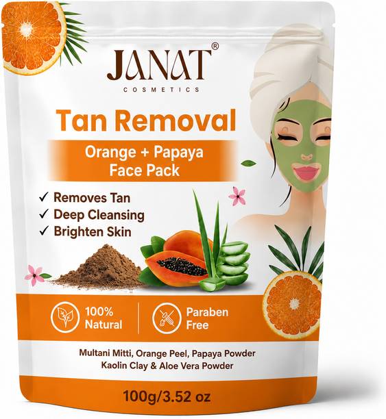 JANAT Orange & Papaya Tan Removal Face Pack with Aloe Vera Powder