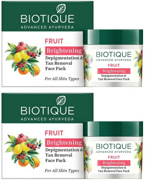 BIOTIQUE Fruit Brightening Depimentation & Tan Removel Face Pack 50g (Pack of 2)