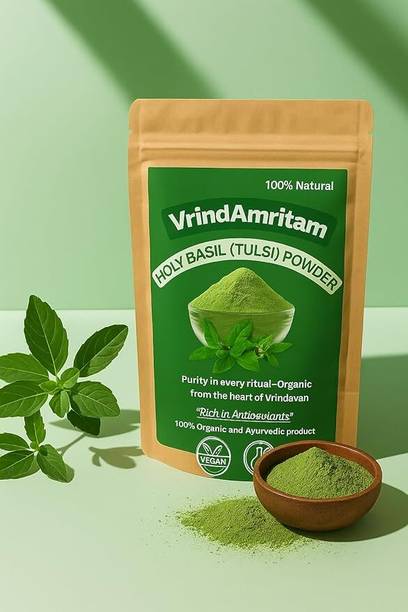 vrindAmritam Holy Basil Powder Pure Natural or Organic Tulsi powder for skin care or hair