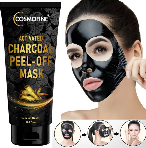 कोस्मोफाइन Charcoal Black Peel Off Mask, Removes Blackheads and Whitehead for Men & Women