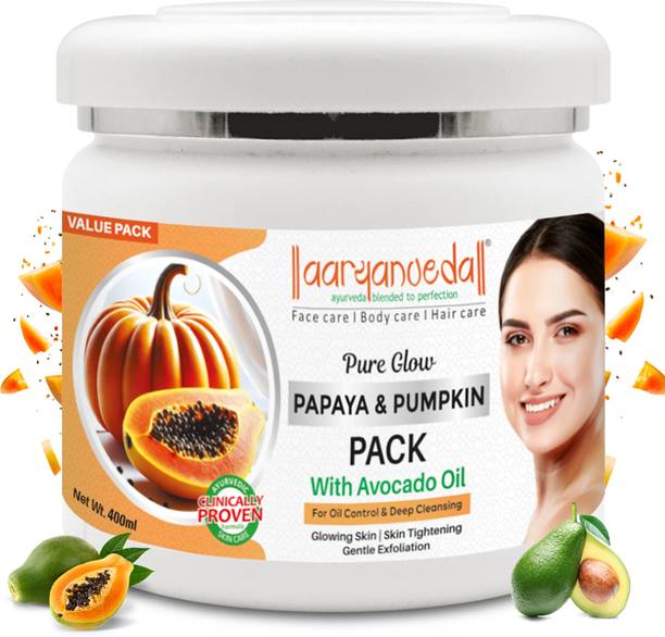 Aryanveda Pure Glow Papaya Pumpkin Face Pack with Avocado Oil Control & Deep Clensing