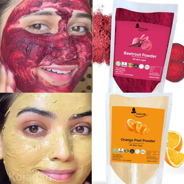 KOJAGARI Beetroot + Orange Peel Powder (Pack of 2) For Bright and Glowing Skin