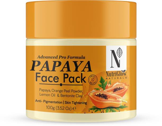 NutriGlow NATURAL'S Advanced Pro Formula Papaya Face Pack, Clay Based For Glowing & Lightening Skin