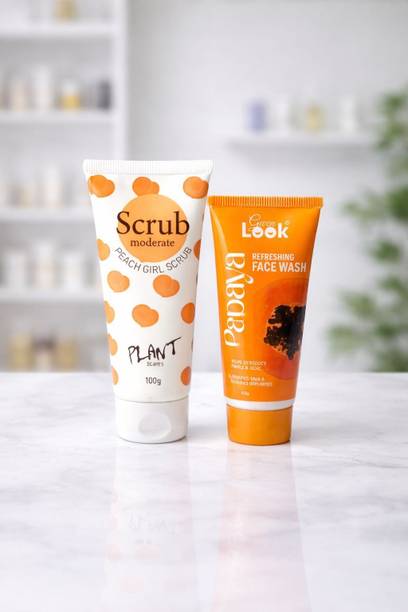Chic&Glow Peach Scrub & Papaya Refreshing Face Wash Combo Pack (Plant Series)