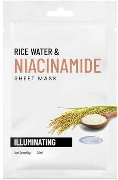 muphin trading company Rice Water AND NIACINAMIDE Face Sheet Mask For Brightening (Pack of 6)