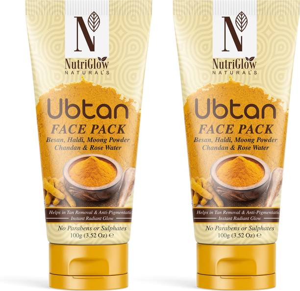 NutriGlow NATURAL'S Ubtan Face & Body Pack for Glowing Skin with Haldi & Chandan, 100g Each