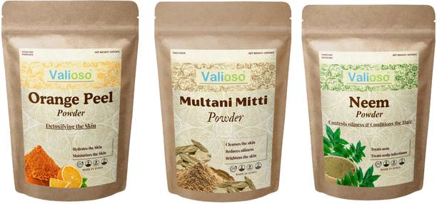 Valioso Orange Peel, Multani Mitti And Neem Powder For Face Pack Combo Pack Of Of