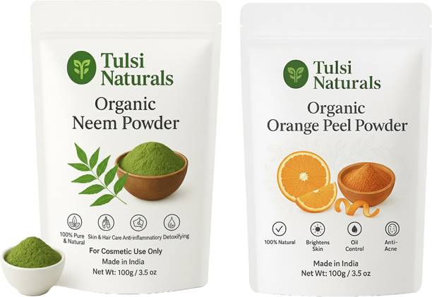 Tulsi Naturals 100% Pure & Organic Neem Powder & Orange Peel | Natural Face Pack & Skincare