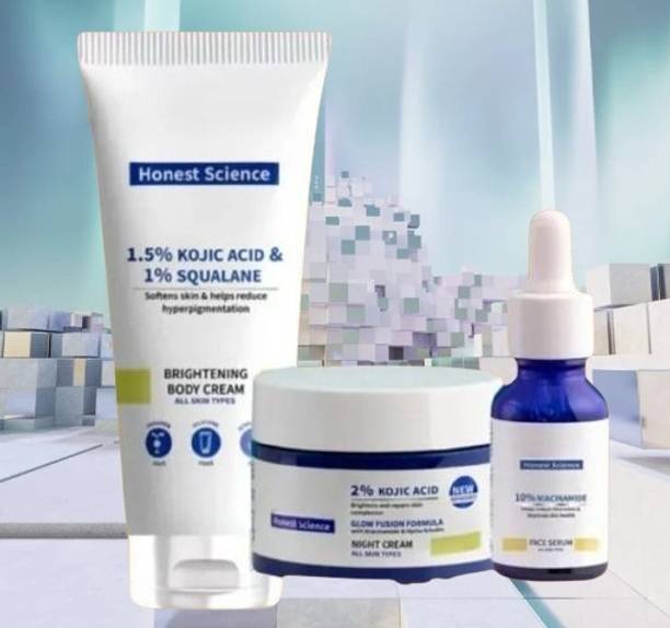 FLIXY 2% Kojic3 Cream | 10% Niacinamide Face Serum with 2% Zinc |50g+30g