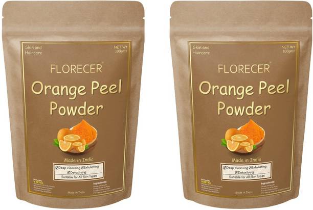 FLORECER Orange Peel Powder For Face | Orange Peel Powder Combo- Pack Of 2 Each 100 Gram