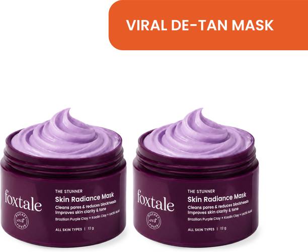 Foxtale De-Tan Face Mask for Instant Tan Removal|Brightening and Glowing Skin|Pack of 2