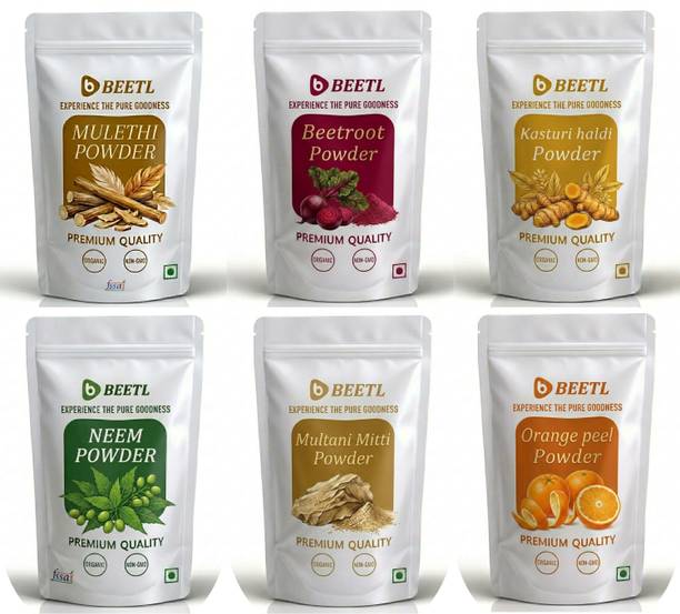 BEETL Mulethi, Beetroot, Kasturi Haldi, Neem, Multani Mitti & Orange Peel , face Pack