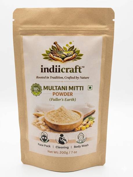 Indiicraft 100% Pure Multani Mitti | Natural Face Pack for Glow, Oil & Acne Care
