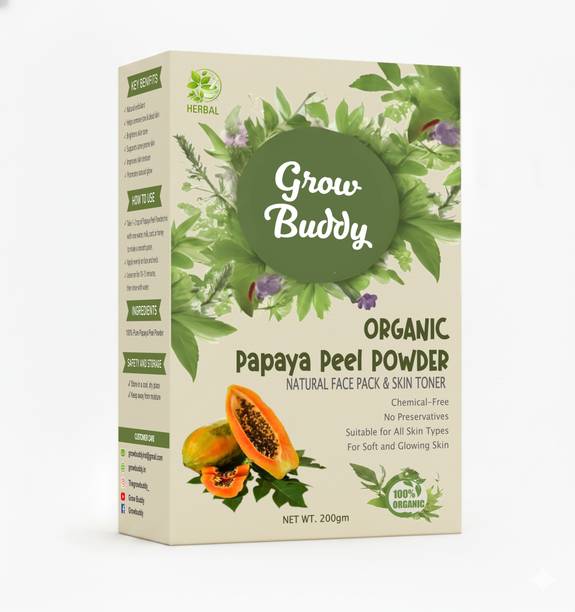 GROWBUDDY Natural Papaya Peel Powder - Chemical Free Skin Toner & Face Pack