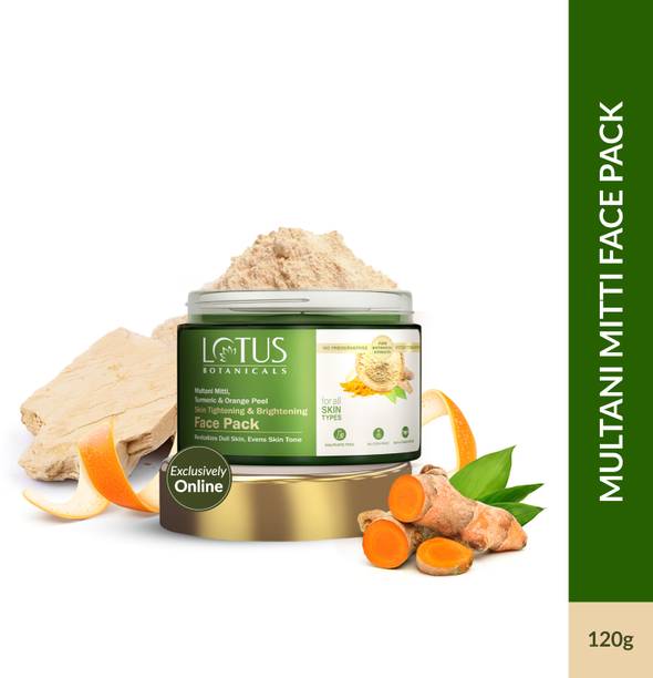 Lotus Botanicals Multani Mitti, Turmeric & Orange Peel Skin Tightening & Brightening Face Pack