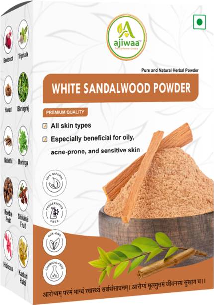 ajiwaa Natural & Organic White Sandalwood (Chandan) Powder For Skin & Brightning