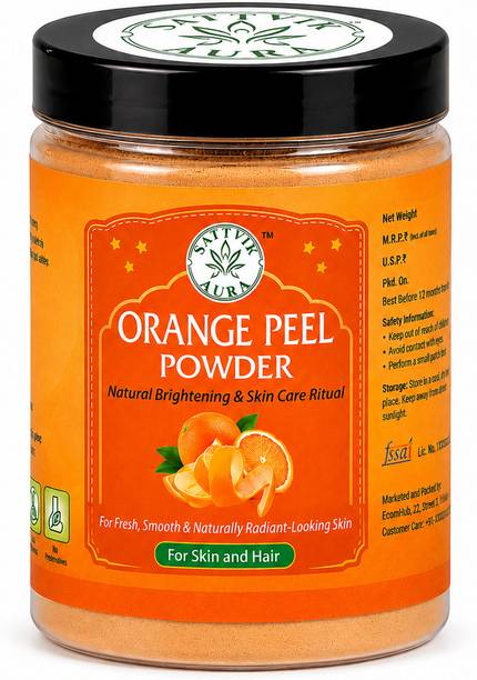 Sattvik Aura Natural Orange Peel Powder for Skin, Face & Hair Care | Natural Brightening