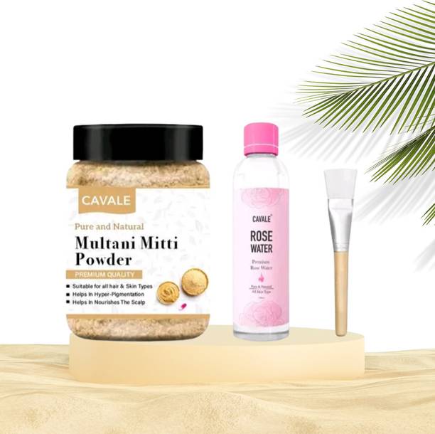 cavale multaani mitti face pack powder 200GM, Rose Water 120ml , Brush face pack