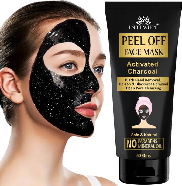 INTIMIFY Charcoal Peel off Mask for Face Removes Blackheads & Whiteheads Detoxifies Skin